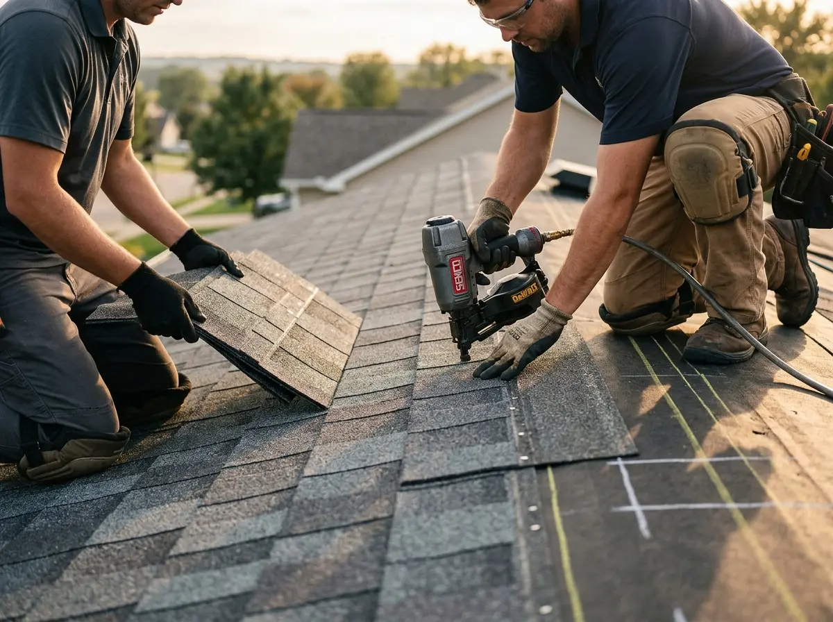Professional roofer working on a residential roof in Kaneohe